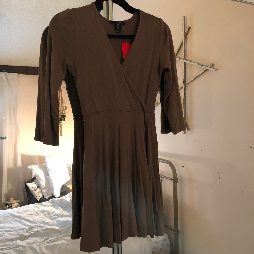 Faux Wrap V-Neck Mini Skater Dress